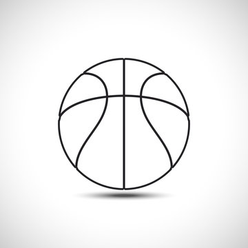 White Basketball Icon. Flat Vector Icon.