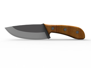 3D concept - side view of a metallic knife