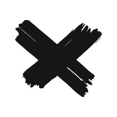 X. Letter X made with ink. Black cross. Mark grunge style. vector