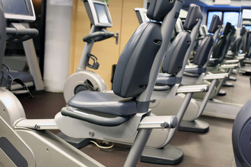 Exercise bikes in a fitness club