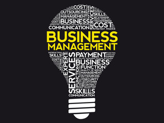 Business Management bulb word cloud, business concept