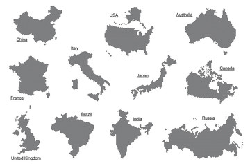 Fototapeta na wymiar Vector set of gray countries