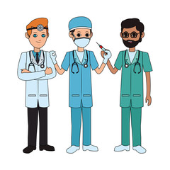 Fototapeta premium group of physicians medical doctor icon image vector illustration design 