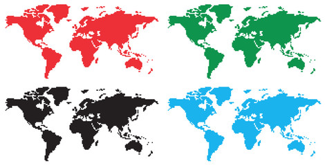 Fototapeta premium Vector set of world maps