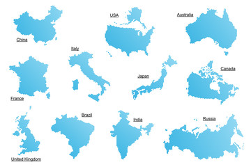 Vector set of blue countries