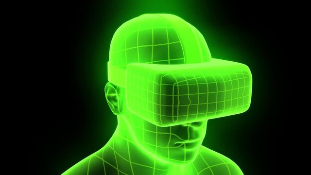 VR virtual reality headset hologram futuristic animation hmd game tech loop 4k