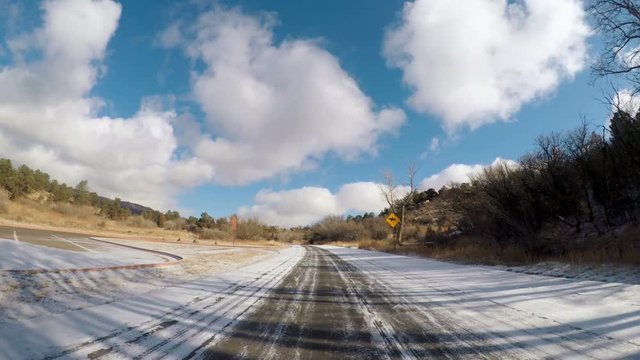 POV point of view - Driving through Garden of the Gods on late morning in the Winter
