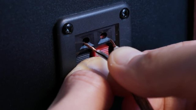 Connect the audio cable to the speaker