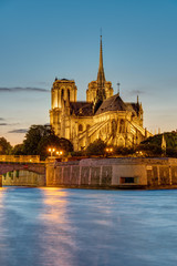 Sunset at the Cathedral of Notre Dame in Paris, France