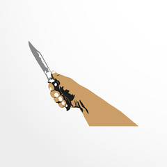 The knife in his hand. Vector illustration.