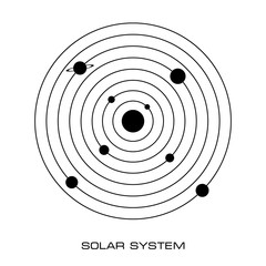 Vector Solar System with planets