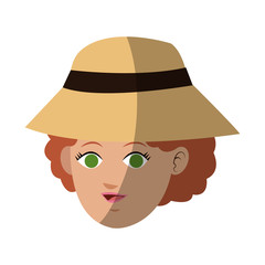 woman wearing a hat over white background. colorful design. vector illustration