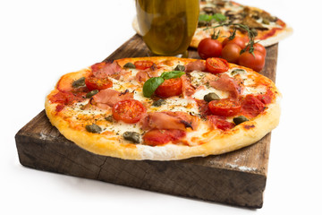 Pizza with baked ham