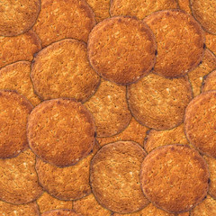 Seamless pattern from the heap of oatmeal cookies