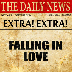 falling in love, article text in newspaper