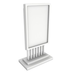 LCD Screen Stand. Blank Trade Show Booth. 3d render of lcd screen isolated on white background. High Resolution. Ad template for your expo design.