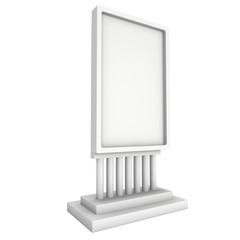 LCD Screen Stand. Blank Trade Show Booth. 3d render of lcd screen isolated on white background. High Resolution. Ad template for your expo design.