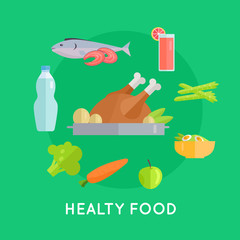 Healthy Food Vector Conceptual Illustration. 