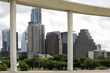 Fototapeta na wymiar Austin, Texas: view on downtown from Long Center for the Performing Arts