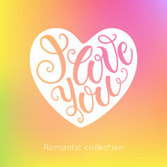 I love you doodle decorative hand lettering on blured background. Can be used for website background, poster, printing, banner, greeting card. Vector illustration