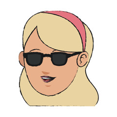 woman with sunglasses over white background. vector illustration