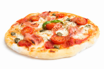 Pizza with baked ham