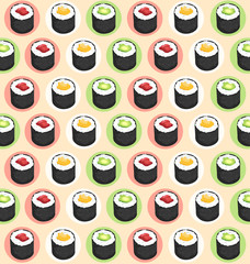 Sushi Rolls Elements : Vector Illustration