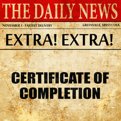 certificate of completion, article text in newspaper