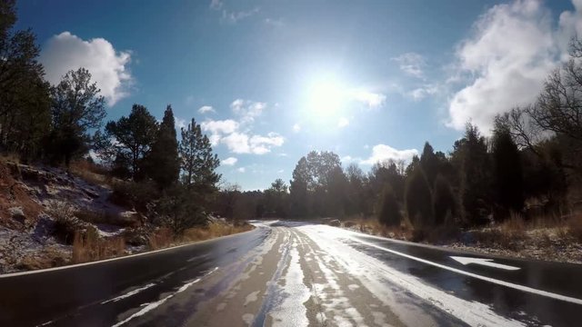 POV point of view - Driving through Garden of the Gods on late morning in the Winter