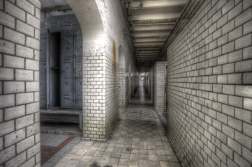 Fototapeta na wymiar Shower hall at abandoned coal mine