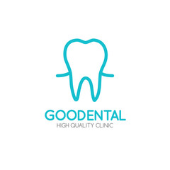 Healthy tooth Logo design vector template in linear style.
Logotype for Dental clinic. Dental medicine concept