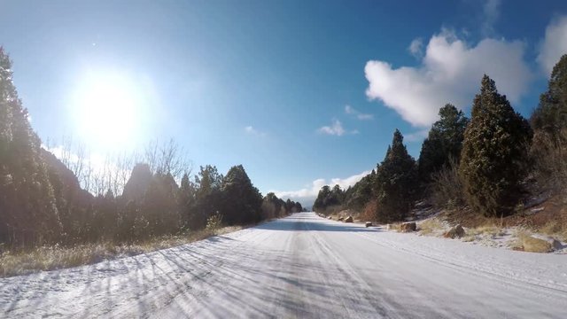 POV point of view - Driving through Garden of the Gods on late morning in the Winter