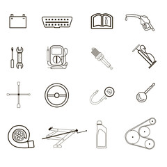 Flat Line Icons For Car Service Icons Vector Illustration