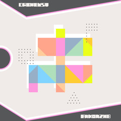 Trendy card memphis style design. Abstract geometric elements. L