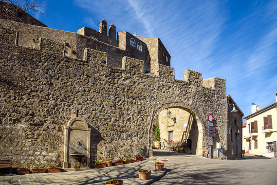 ancient walls in Capalbio, medieval village in tuscany, italy