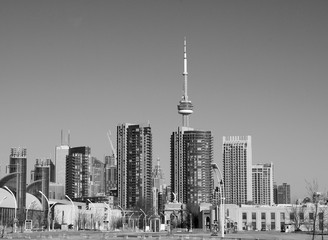View of Toronto in black and white - Powered by Adobe