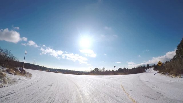 POV point of view - Driving through Garden of the Gods on late morning in the Winter