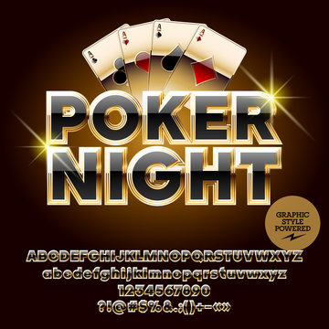 Vector casino icon Poker night. Set of letters, numbers and symbols. Contains graphic style