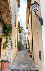 alley street in the village, Capalbio, tuscany, italy