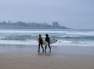 Surfers Walking La Jolla Shores