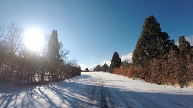POV point of view - Driving through Garden of the Gods on late morning in the Winter