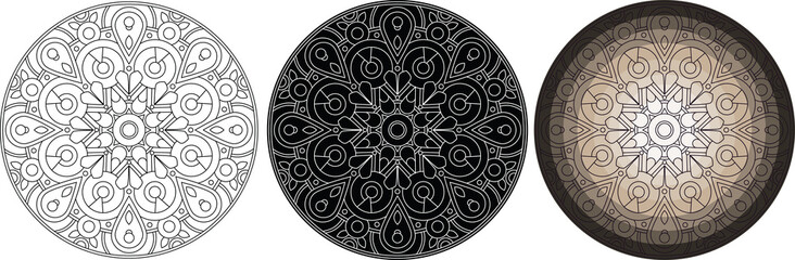 Geometry flower mandala for coloring book. Round pattern