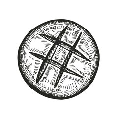 round bread sketch vector illustration