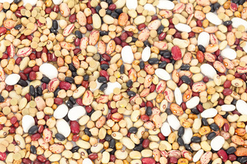 Multicolored mixed dried beans background