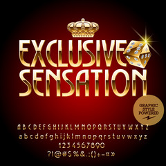 Obraz premium Vector royal casino golden emblem Exclusive sensation. Set of letters, numbers and symbols. Contains graphic style
