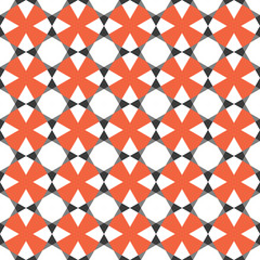 Geometric vintage seamless vector pattern. Retro oriental white and red shape background.