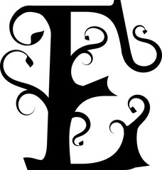 Floral letter E on white