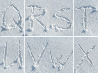 English alphabet in the snow - font set