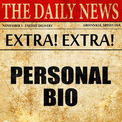 personal bio, article text in newspaper