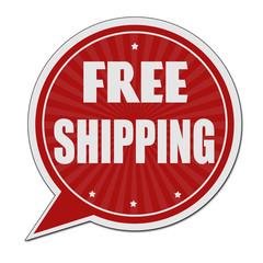 Free shipping red speech bubble label or sign
